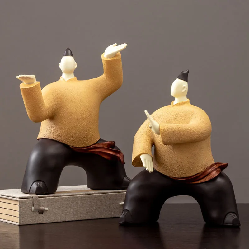 

Chinese Ancient Tai-chi Master Figure Artware Character Sculpture Home Decoration Accessories Modern Art Resin Statue Ornament