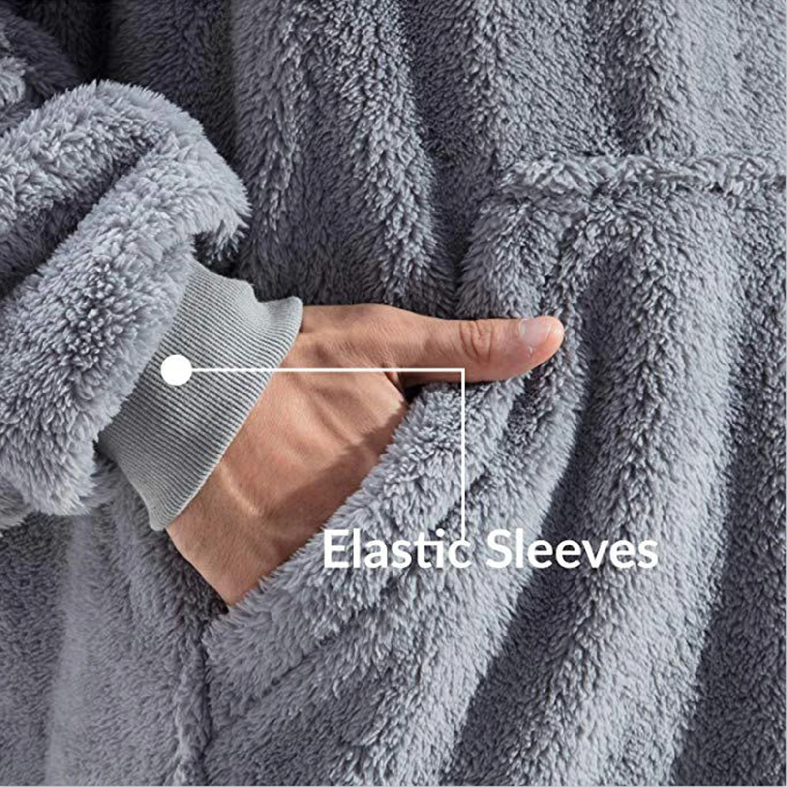 

Blanket Hoodie Winter Warm Wearable Oversized Fleece Hooded Sweatshirt Blanket Big Pocket couple style home service