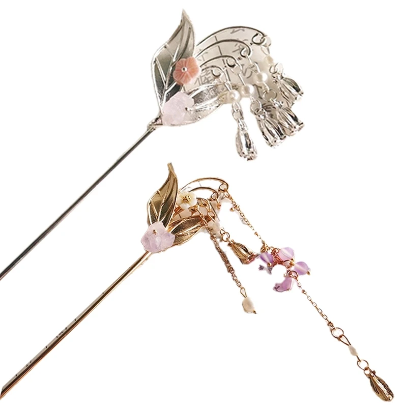 

Flow New Flower Hair Pins with Tassel Pearl Hair Stick Vintage Hair Accessories for Women