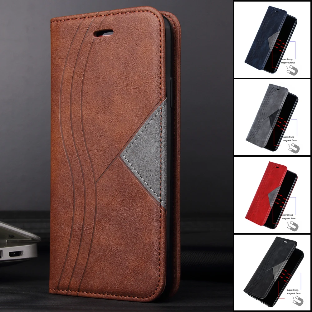 Магнитный кожаный чехол-книжка с бумажником и подставкой для Xiaomi 10 9T CC9E 9 Redmi 6 7 7A 8