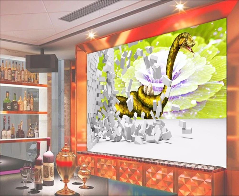 Большие пользовательские обои beibehang Модный золотой питон крутой 3D фон для