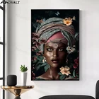 Африканские женщины цветы холст картина на стену абстрактные девушки постеры и принты Настенная картина Декор для гостиной