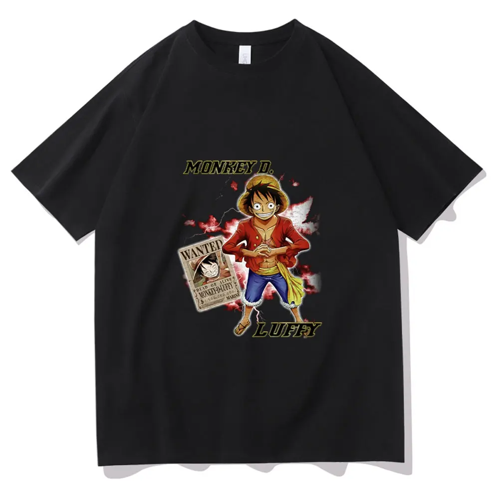 

New Anime One Piece T-shirt Cool Monkey D Luffy Print Tshirt Manga Harajuku Tee Tops Men Women Oversized T Shirts Short Sleeve