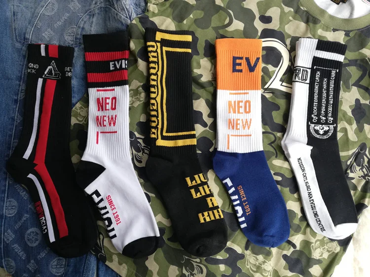 Бренд Evisu повседневные хлопковые мужские носки Модные дышащие теплые чулки спортивные мужские и женские парные носки