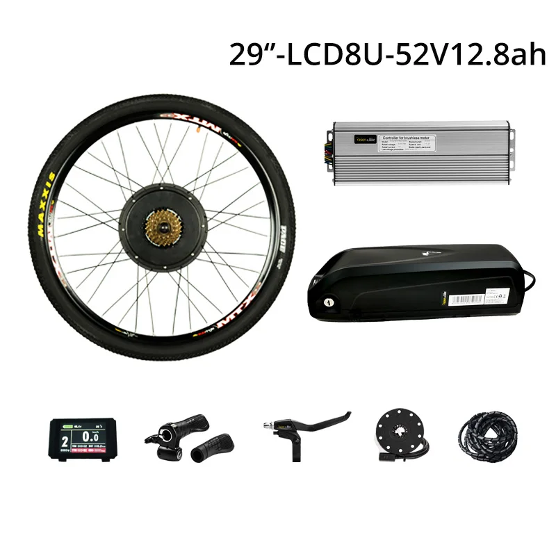 29in 52v12.8ah LCD8 48 в 1500 Вт комплект для переоборудования электрического велосипеда с батареей 7 скоростей Мотор колеса 52V12. 8AH e велосипед батарея 2A зарядное устройство электродвигатель колеса - Цвет: 29in 52v12.8ah LCD8