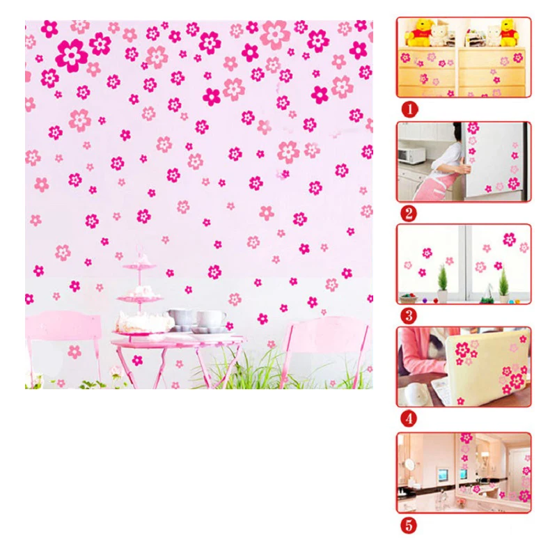Горячая распродажа 108 маленькие цветы и 6 бабочек наклейки на стену Цветочные