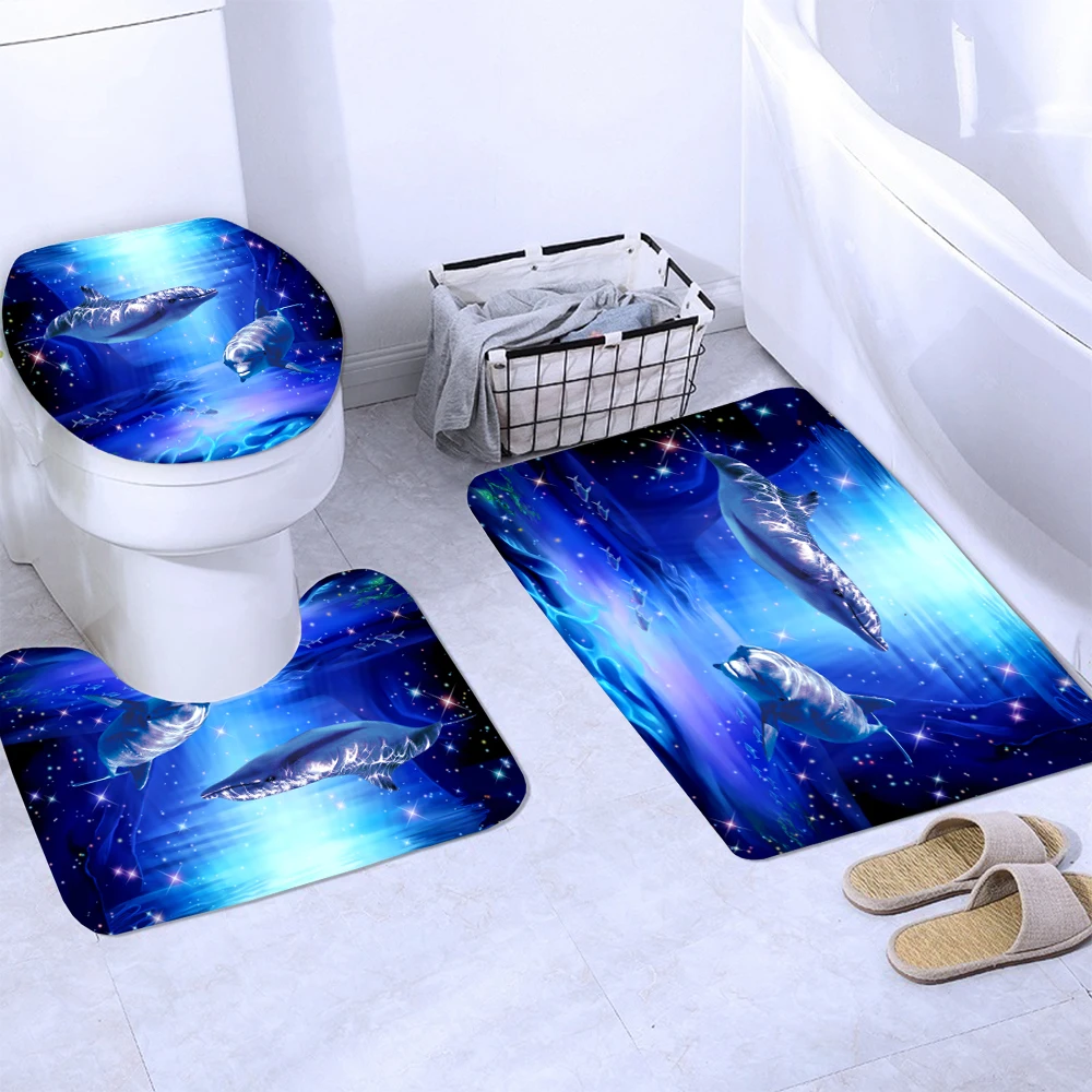 Водонепроницаемая тканевая занавеска для душа с 3D принтом дельфина глубокого