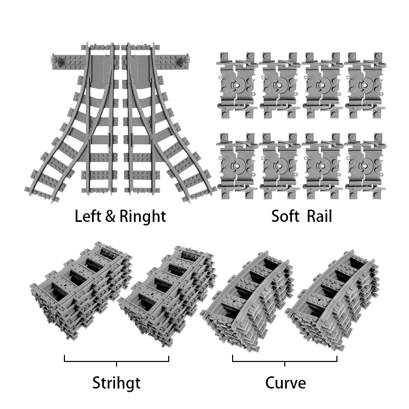 Конструктор Железнодорожный трек наборы моделей прямые изогнутые сборные