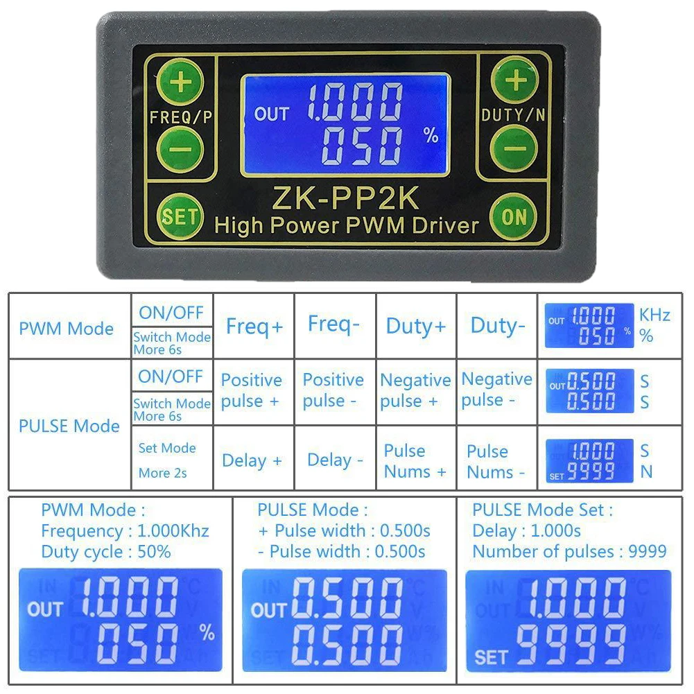 

Motor Speed Controller ZK-PP2K Adjustable Dual Mode Signal Generator LCD Pulse Frequency Motor Speed Controller Equipmentt