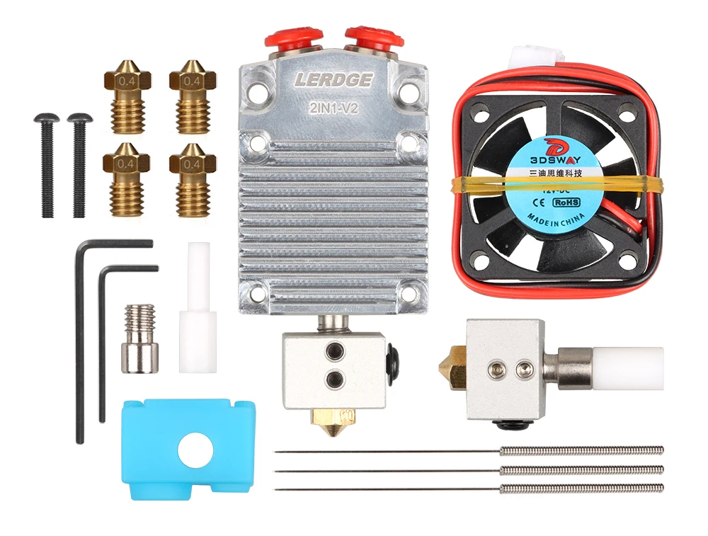 LERDGE 2IN1-V2 Hontend 2 насадки переключение цвета Hotend Diy kit части 3D принтера двойной цвет печатающая головка экструдер 0,4/1,75 мм подарок
