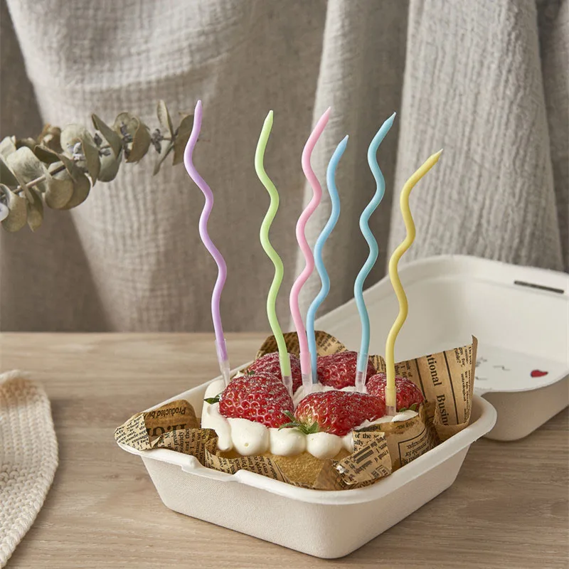 

6PCS Party Candles Dessert Inserts Party Supplies Spiral Birthday Candles Rotating Twist Candles Cake Decorations Curve candles