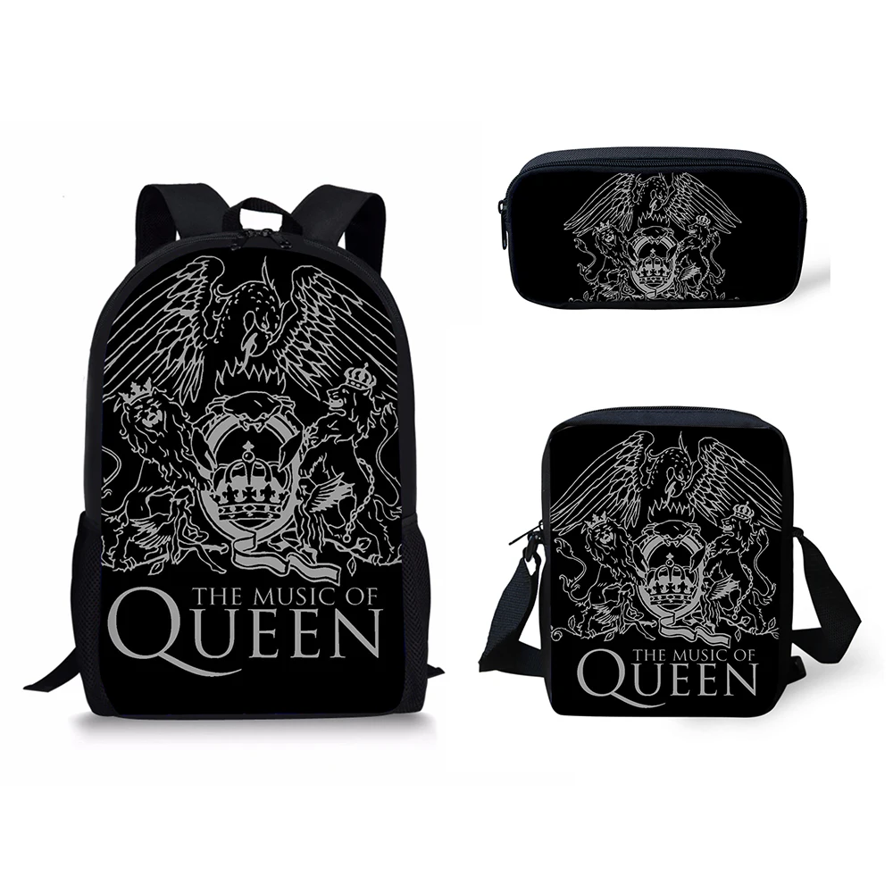 HaoYun Children School Bags Queen band Bohemian Rhapsody Print Large Shoulder Backpack 3Pcs/set Students Bookbag Kids Custom