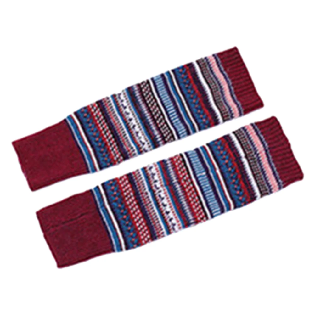 

1 Pair Adult Fine Knitted Foot Knee High Contrast Color Coldproof Lengthen Crochet Winter Autumn Thickened Women Leg Warmer Boot