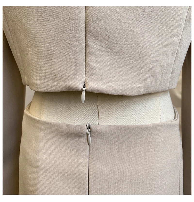 

[EAM] Women Apricot Knot Split Joint Temperament Dress New Lapel Long Sleeve Loose Fit Fashion Tide Spring Autumn 2021 1DA694