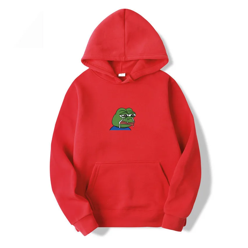 

Man Woman Pullover Sweatshirt Funny Graffiti Print Sad frog Hoodies fashion men's women's hip hop fleece yellow pink hooded 3XL