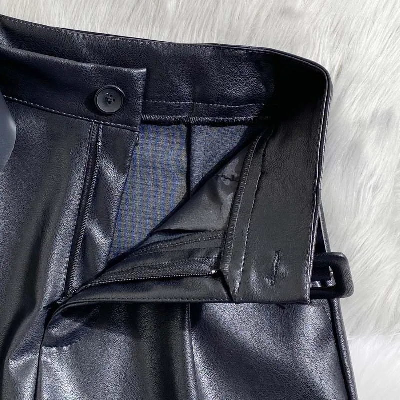 

Women New PU Leather Shorts 2021 Spring Summer Female Casual All-match Sashes Wide Leg Short Ladies Sexy Leather Shorts