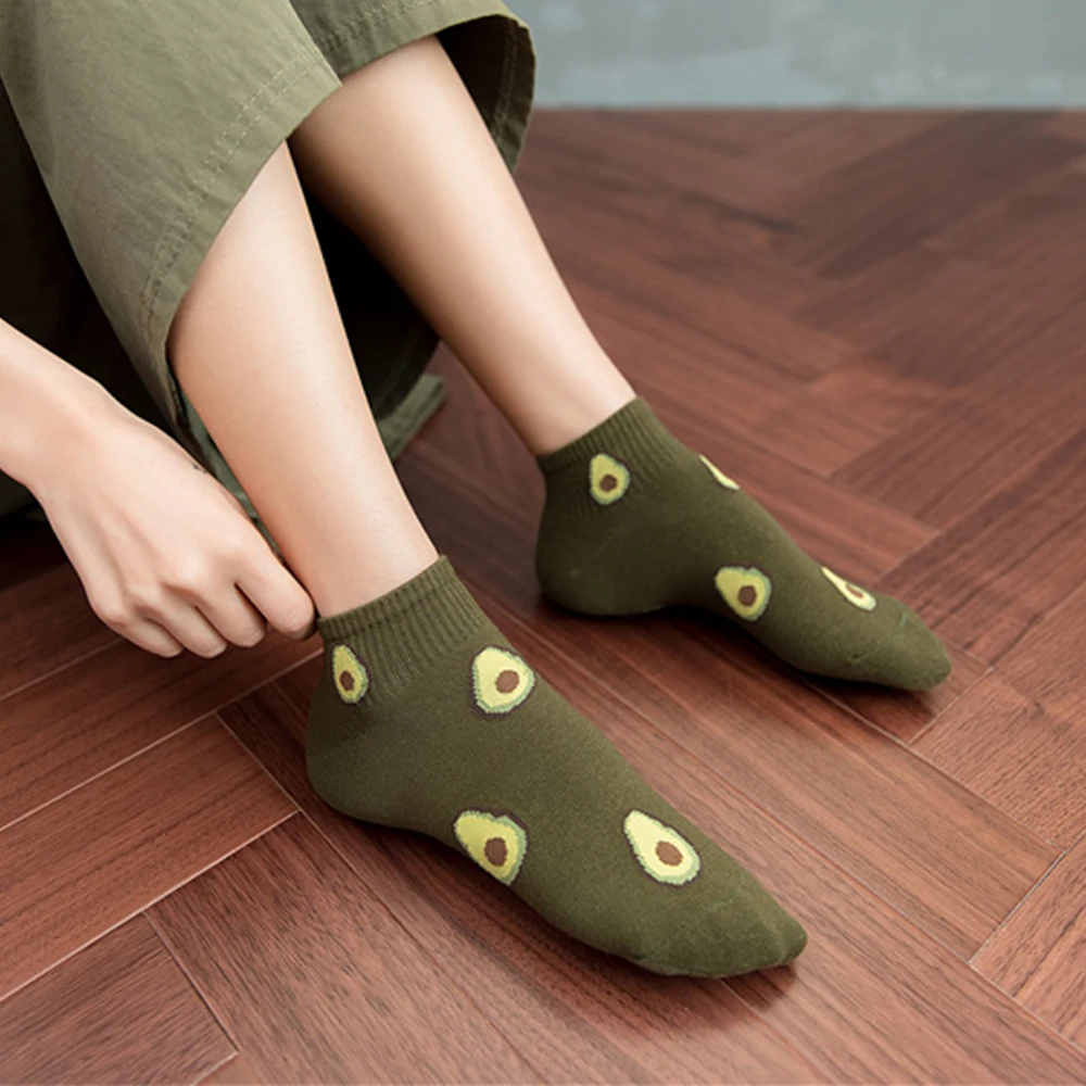 Модные женские носки хлопковые цветные зеленые Авокадо Фрукты Харадзюку Женские