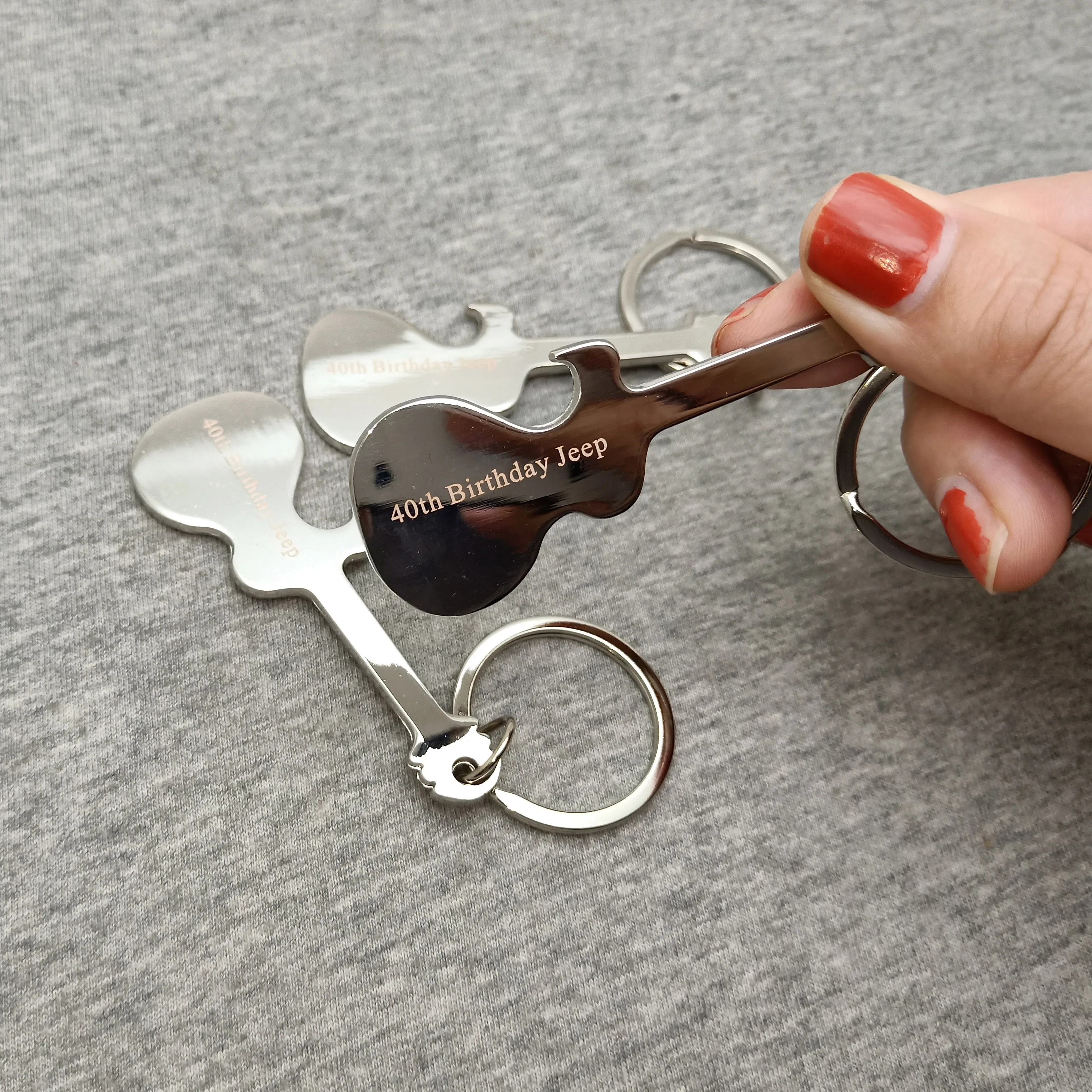 

Unique Guitar opener 1pc custom engrave with your name text car Keychain Bottle Opener Outdoor EDC Camping Equipment