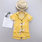 Летняя одежда для маленьких мальчиков и девочек, топы с коротким рукавом и мультяшным рисунком + шорты, Пижама, одежда для сна, женская одежда # p4