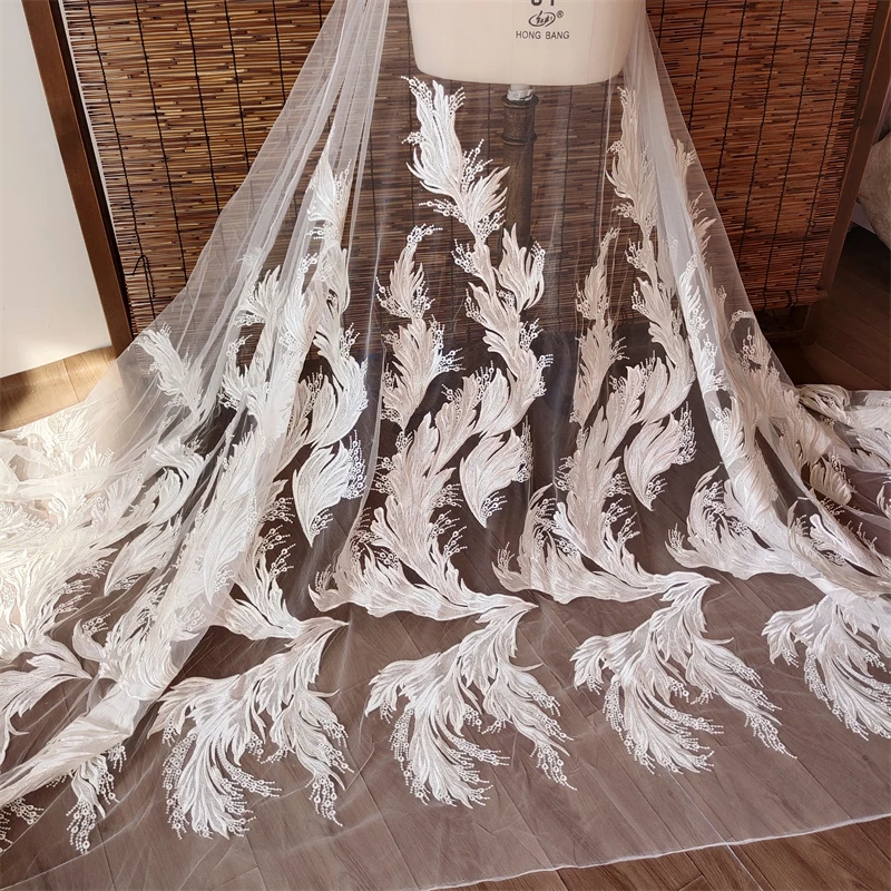 

Кружевная ткань цвета слоновой кости для платья невесты, ширина 110 см, материал для изготовления платьев, 1 ярд