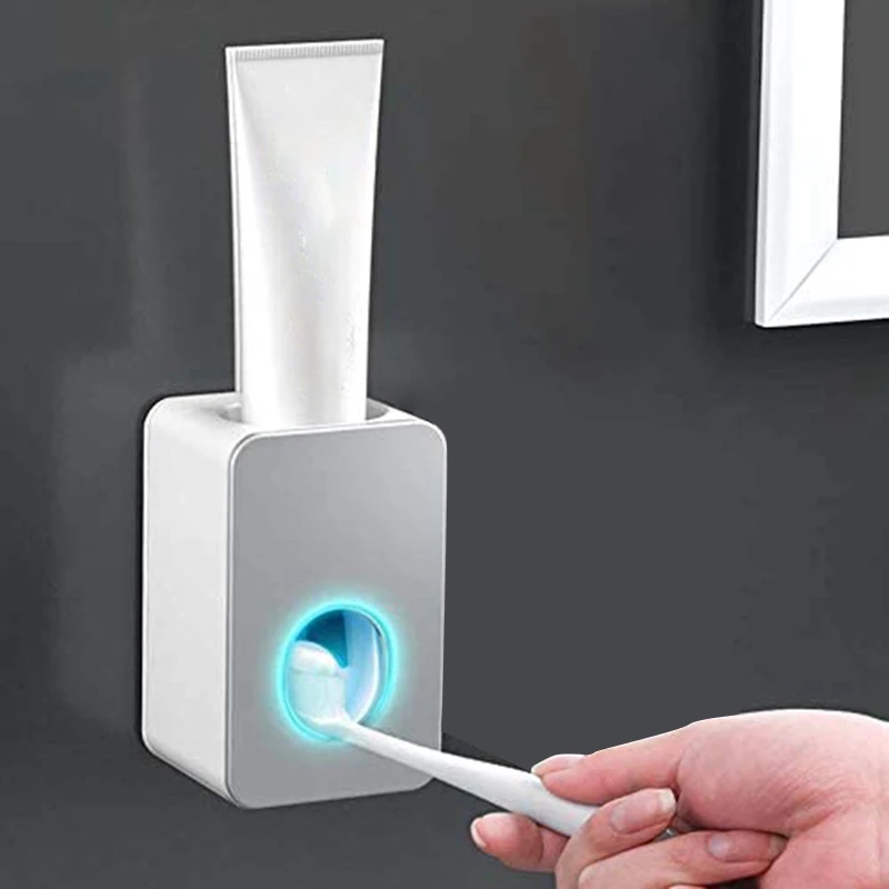 

Automatic Toothpaste Dispenser Toothbrush Holder Wall Mounted Toothpaste Lazy Dispenser Bathroom Accessories Set,Grey
