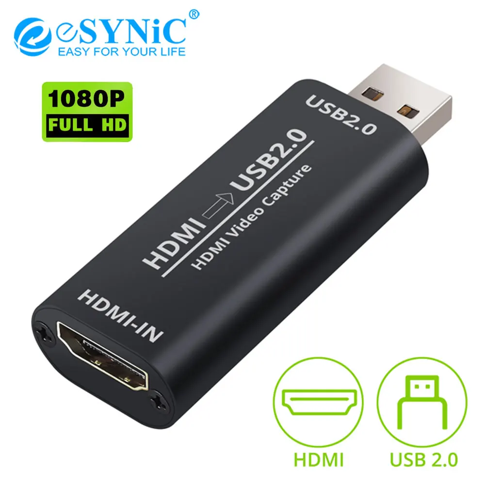 ESYNiC 1080P HD HDMI к USB 2 0 Карта видеозахвата Поддержка Windows 7 8 10 Android для получения