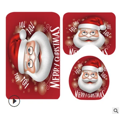 Santa toilet seat 4 шт./компл. Рождество крышку унитаза фланель коврик для душа Шторы Рождественское украшение для дома Ванная комната расходные материалы - Цвет: Santa toilet seat