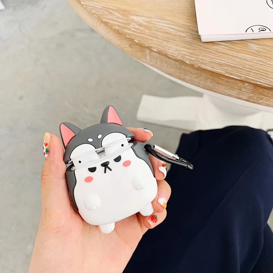400-A 3D Силиконовый наушник чехол для Airpods 2 Чехол милые собаки рыбы мультипликационные наушники чехол для Apple Air pods чехол для Earpods брелок - Цвет: 400-A