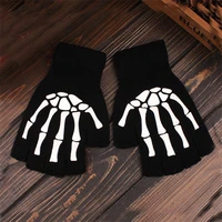 skeleton riding bicycle finger ghost claw finger knitted gloves exposed finger claw gloves womens mens fingerless mittens