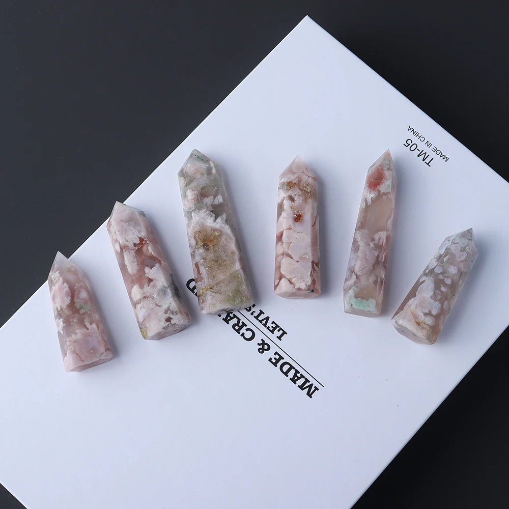 5-8cm Natural Pink Quartz Tower Sakura Agate Crystal Point Energy Stone Reiki Women Gift Home Decorate | Дом и сад