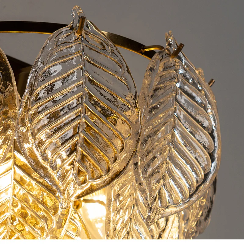Стеклянная настенная лампа в виде листьев свежий и легкий роскошный