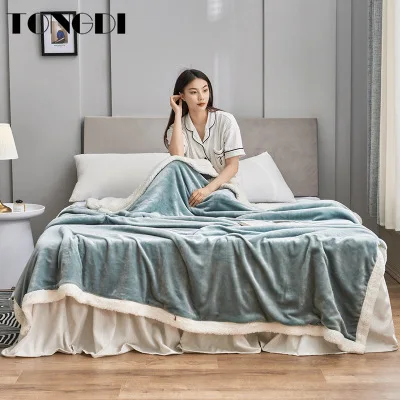 

TONGDI Woolen Raschel Blanket Soft Thickened Heavy Warm Elegant Two-tiered Fleece Luxury For Cover Sofa Bed Bedspread Winter