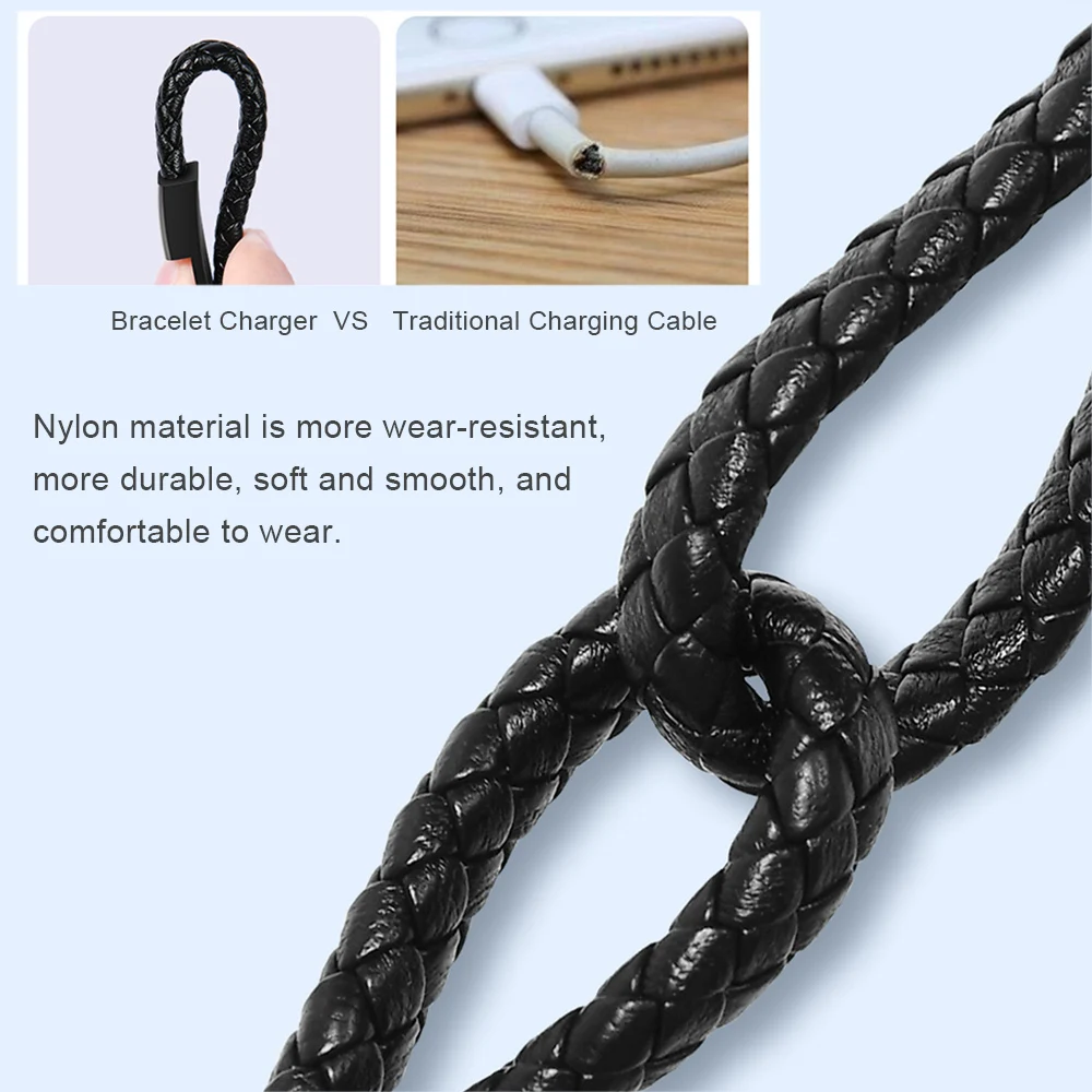 Портативный USB-кабель в виде браслета для зарядки и передачи данных шнур прочный