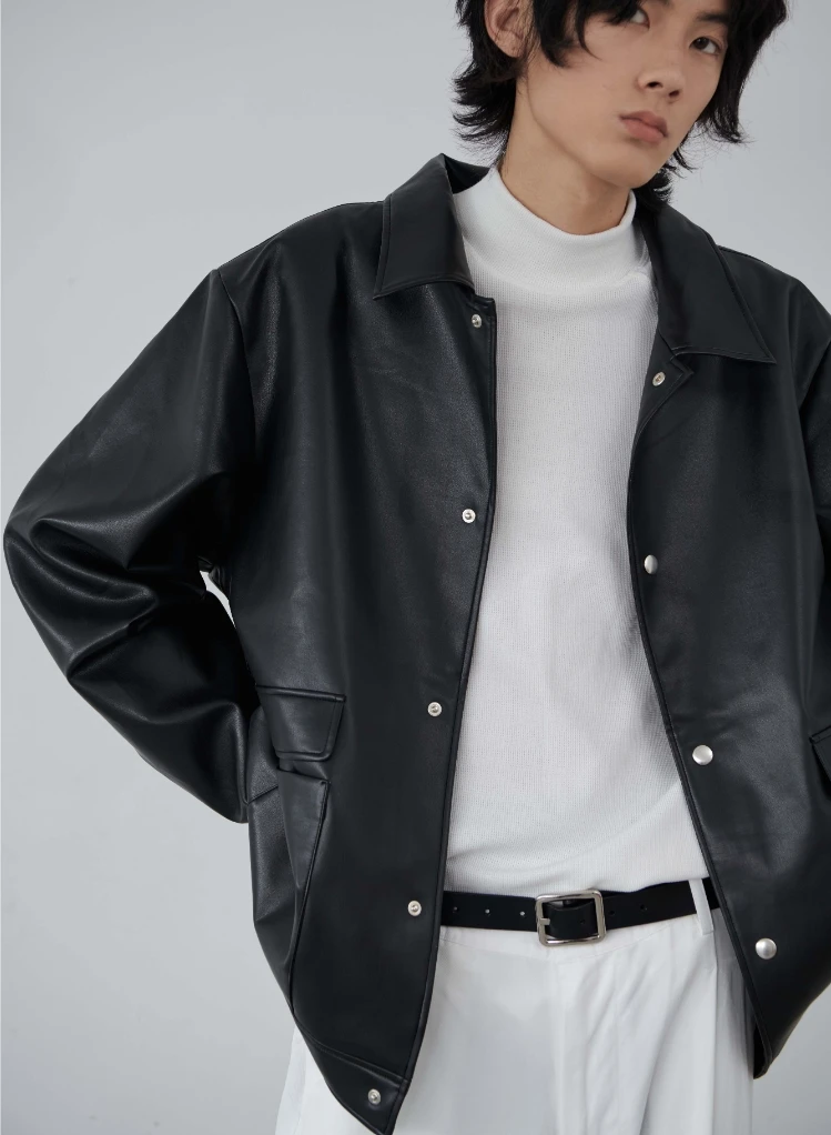 

XS-6XL Новая мужская верхняя одежда & Пальто для подиума; Модные классические ретро силуэта из искусственной кожи Свободные Короткая кожаная куртка размера плюс костюмы