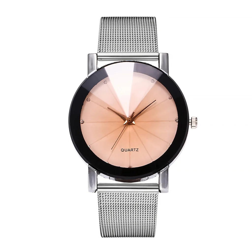 

New fashion watch ladies simple fashion alloy mesh strap watch round dial quartz casual watch