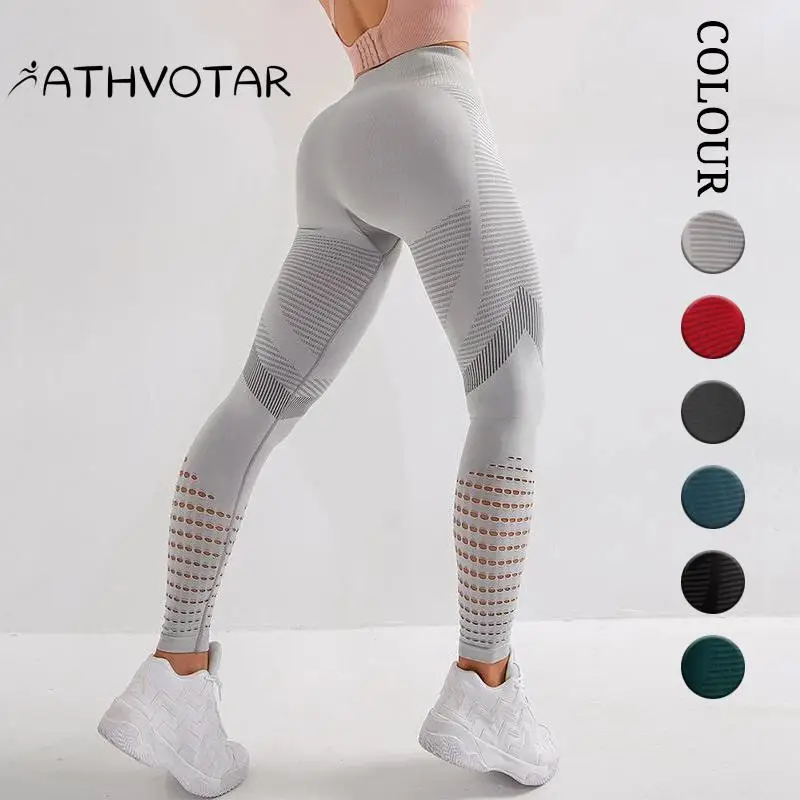 

Спортивные Леггинсы для фитнеса ATHVOTAR с высокой талией, Женские Бесшовные штаны для йоги, леггинсы для тренировок, облегающая эластичная спо...