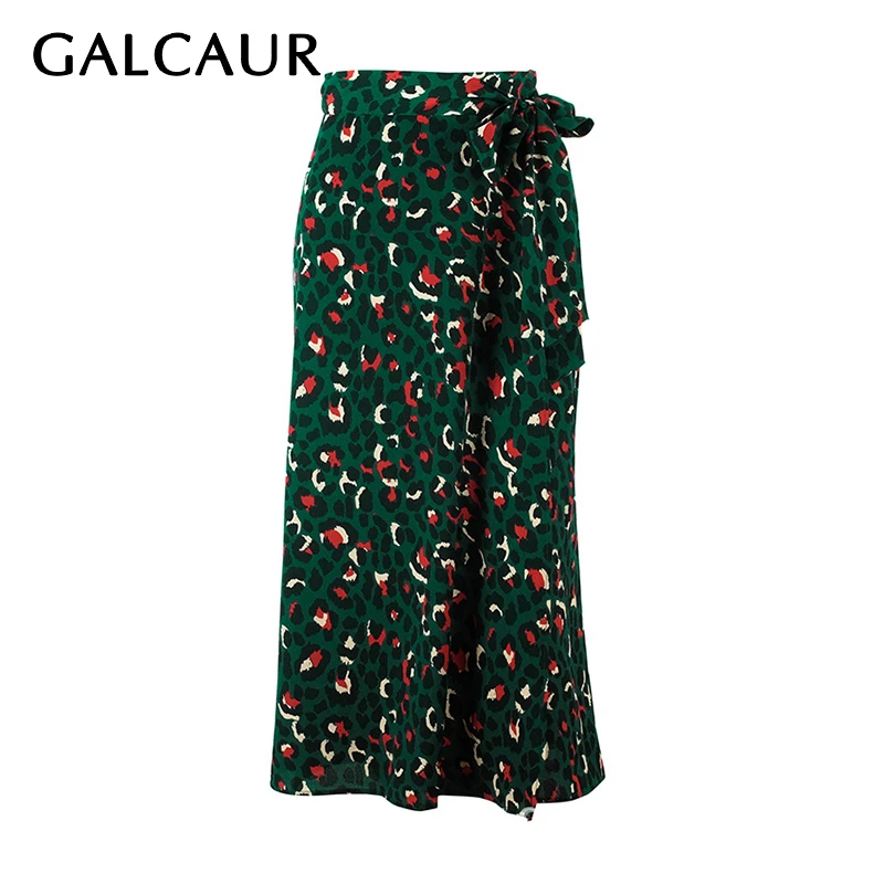 Женская леопардовая юбка GALCAUR элегантная облегающая миди с высокой талией и