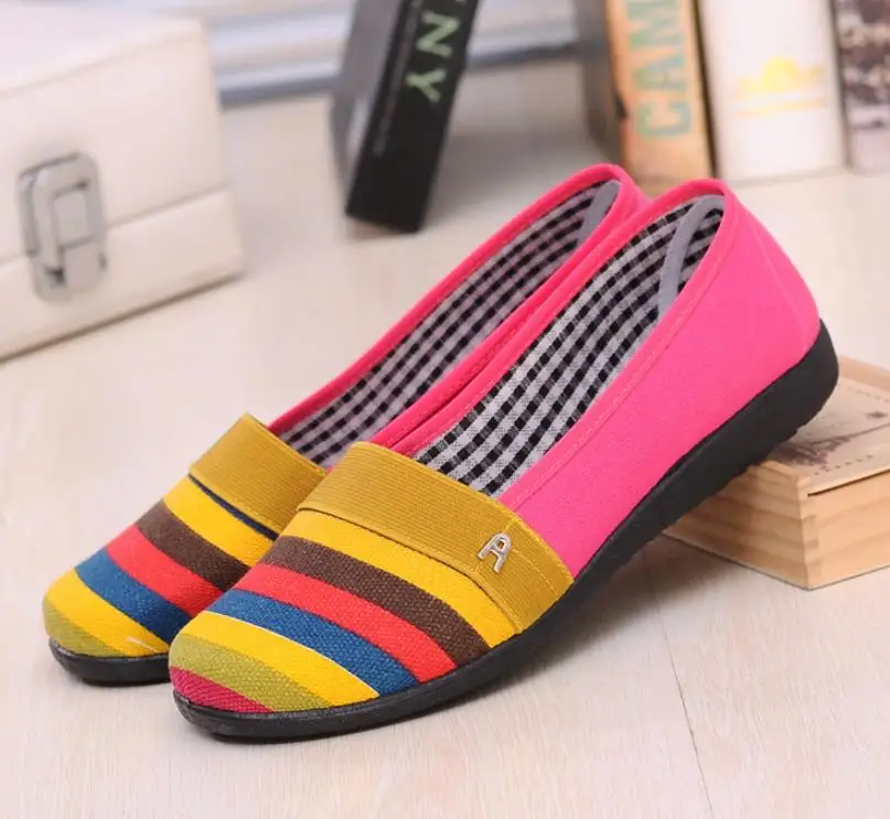 Женская Тканевая обувь Модная разноцветная женская повседневная на плоской