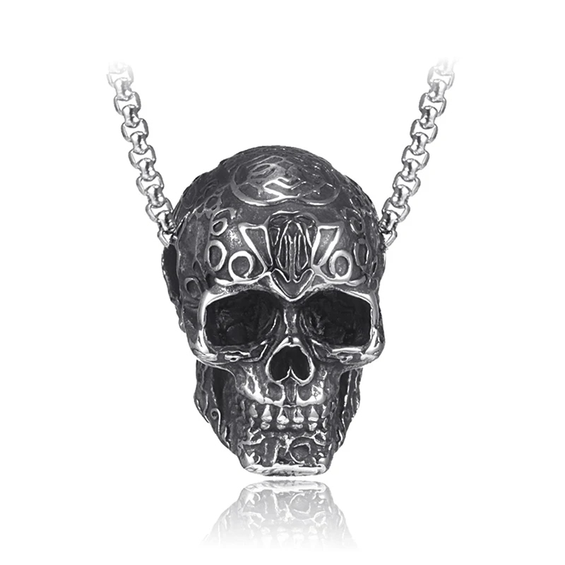 

Retro Stainless Steel Men's Punk Skull Pendant Necklace Hip Hop Gothic Long Chain Necklace for Men Boyfriend Jewelry Gift LN3014
