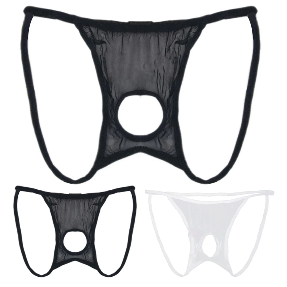 Men's Transparent Thong T-back Low Waist Sexy Lingerie Underwear Underpants Men Thong Ultra Thin Mini Underpant Fun