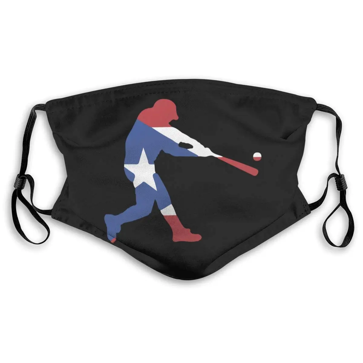 

Бейсбольная маска Пуэрто-Рико с фильтрами PM2.5, 5 слоев защиты для мужчин, женщин, черная, мужская, Черная