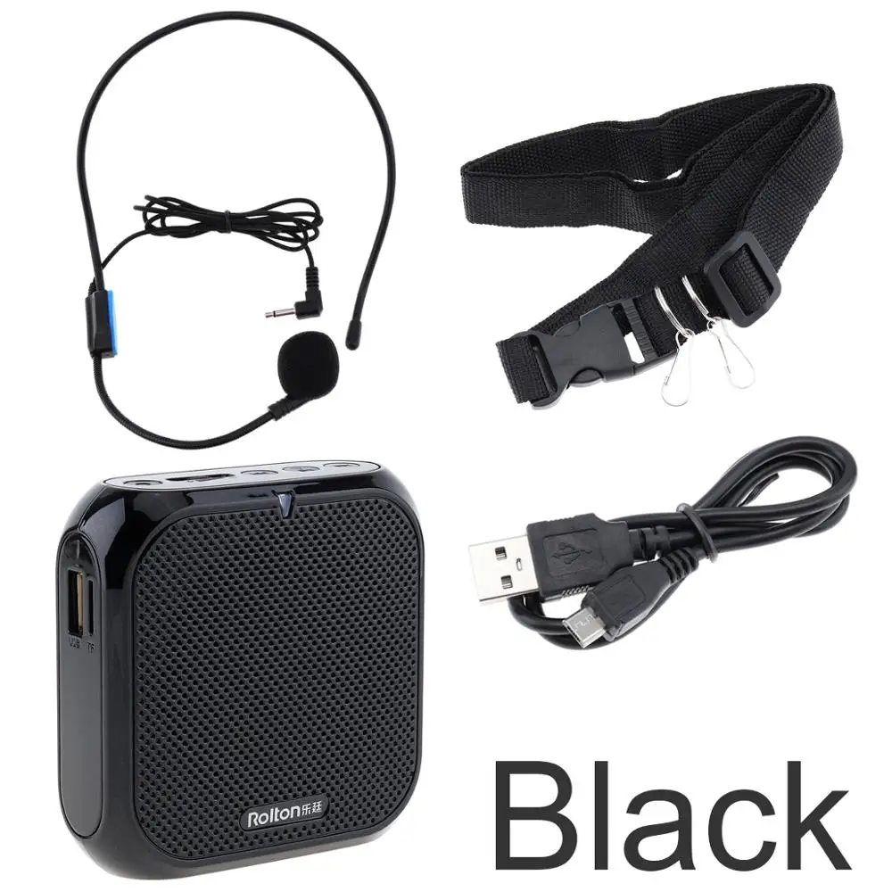 Black No Battery Rolton K400 портативный голосовой усилитель мегафон усилитель с проводным микрофоном аудио динамик громкий динамик FM радио MP3 обучение - Цвет: Black No Battery