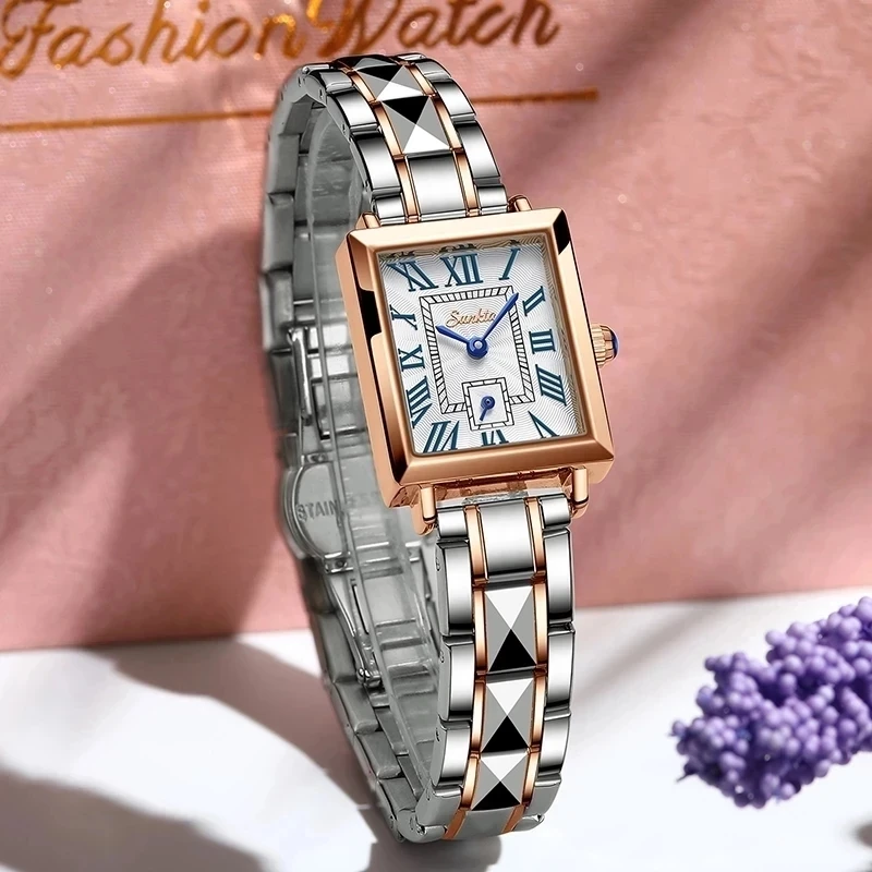 Sunkta Watch 2021New for Women Luxury Brand Ladies Square Watch Roman Analog Display Waterproof Lady Quartz Watches Montre Femme enlarge