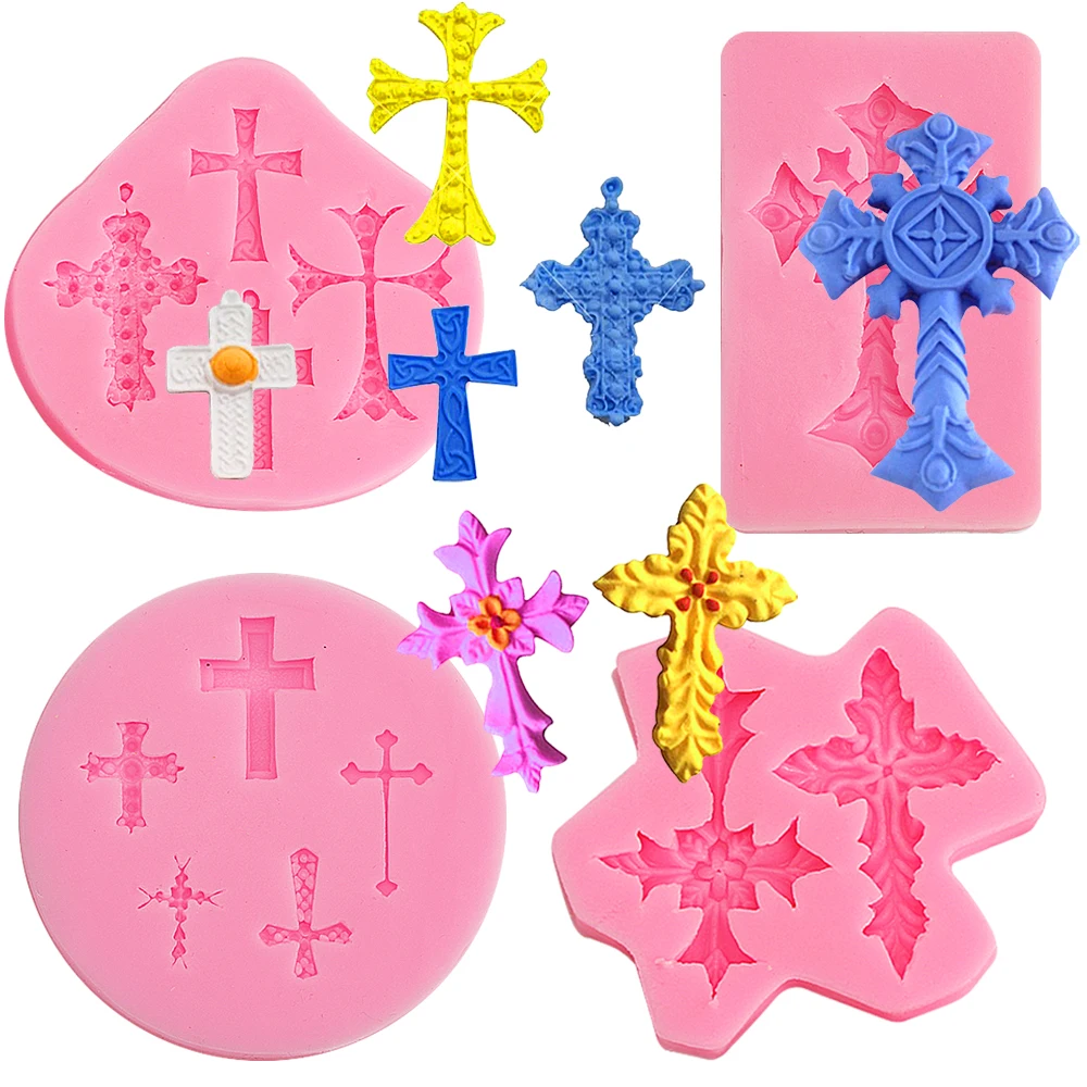 Религиозный крест помадка силиконовая форма для торта глина шоколадное