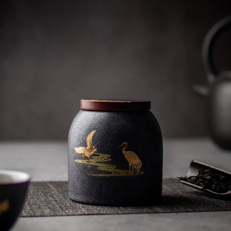 

Retro Tea Caddy Ceramics Puer Tea Tea Storage Box Tea Jar Candy Jar Container Tea Accessories for Home Use Small Storage Chests