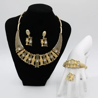 2021 fashion exquisite noble gold color pearl jewelry set wholesale nigerian wedding woman accessories jewelry set brand