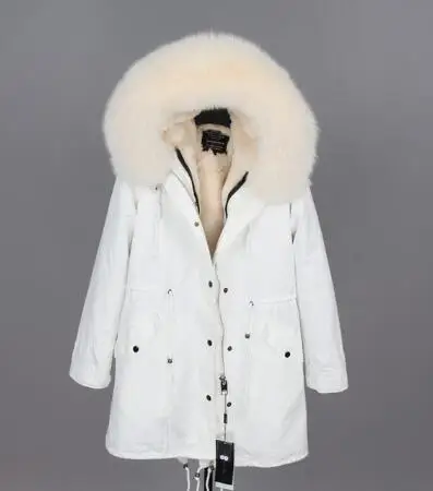 20faux fur liner Натуральная меховая белая хлопковая куртка зимняя женская меховая куртка парка подкладка из натурального кроличьего меха с лисьим меховым воротником с планкой добавляют манжеты - Цвет: 20faux fur liner
