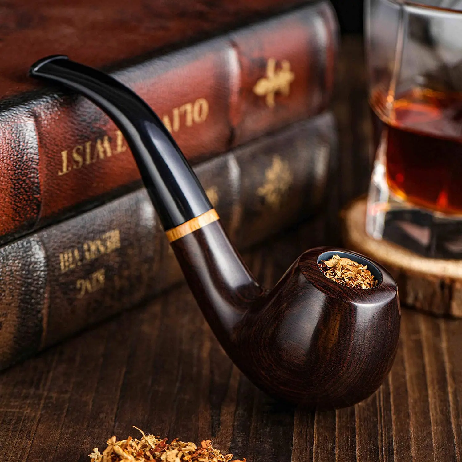 

Resin Smoking Tobacco Pipe Set Classic Wooden Tobacco Herb Grinder Pipe Smoking Chimney Filter Gift for Smoke Accessories