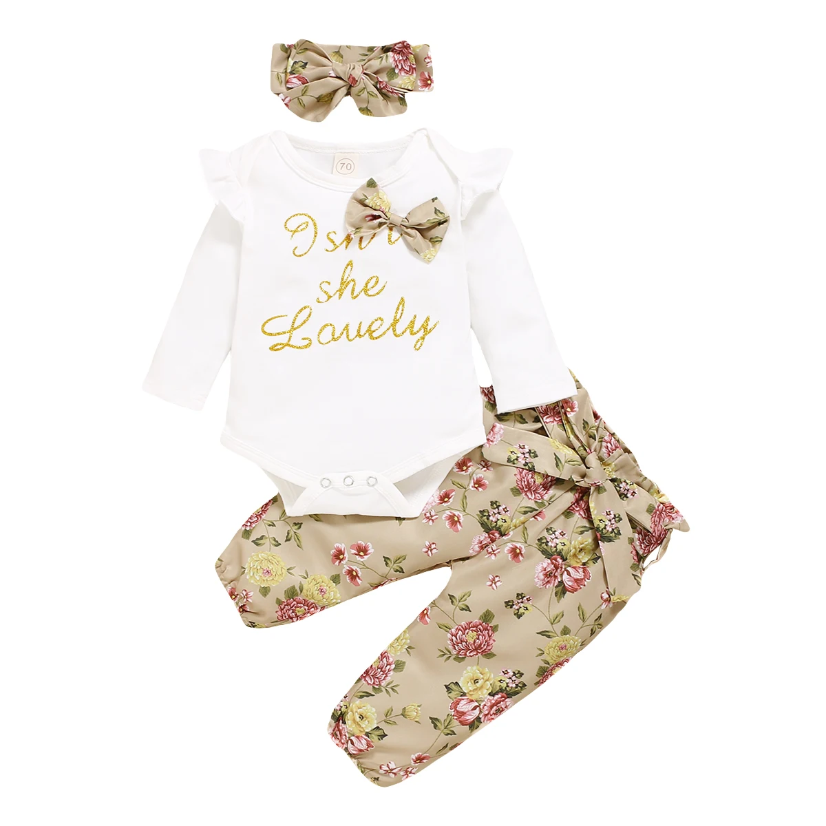 

3Pcs Newborn Infant Baby Spring Fall Outfits O-Neck Print Casual Clothes Sets Long Sleeve T-Shirts Tops Pants Headband Set