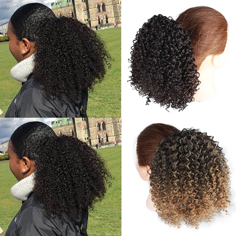 Современная королева афро кудрявый конский хвост Афро американский короткий